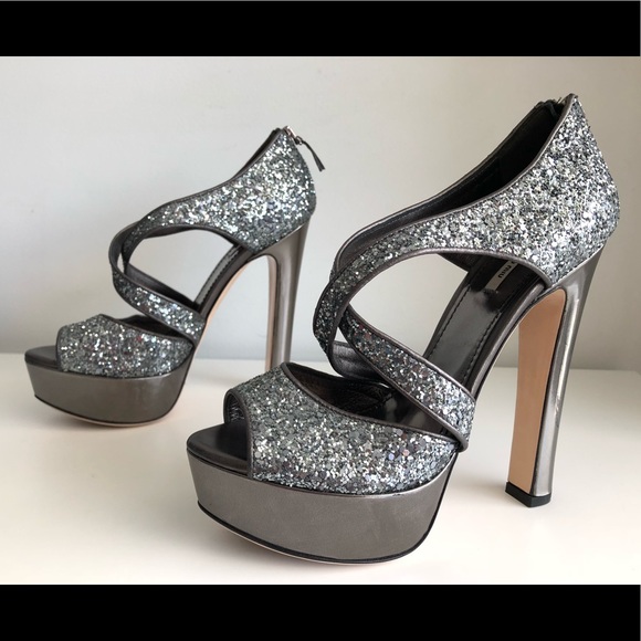 miu miu glitter platform sandals